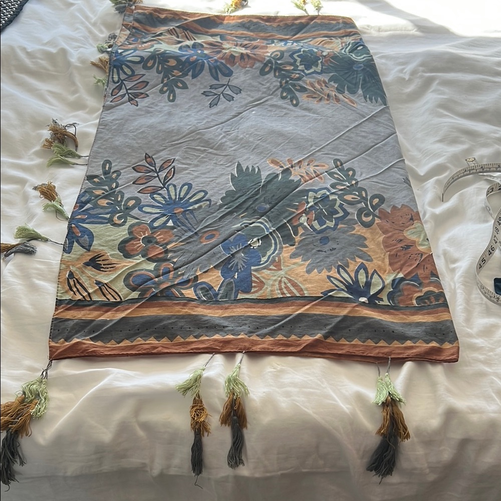 Floral Scarf with Tassels